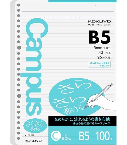 Amazon.com : Kokuyo Campus Loose Leaf Paper, B5 Filler Paper with